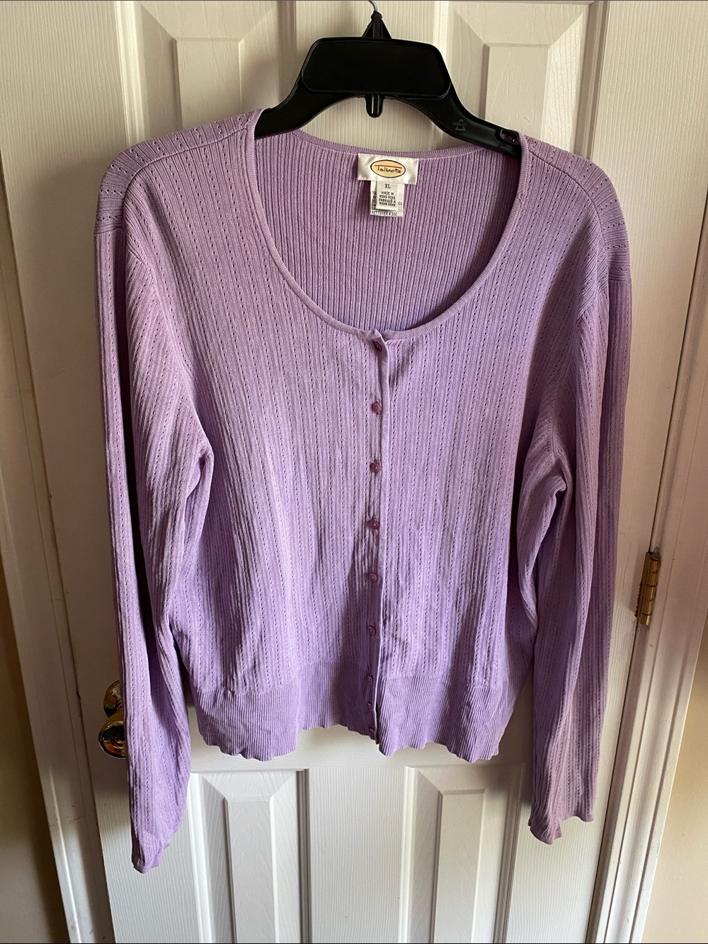 Talbots Lavender Open-Front Lightweight Medium Cardigan